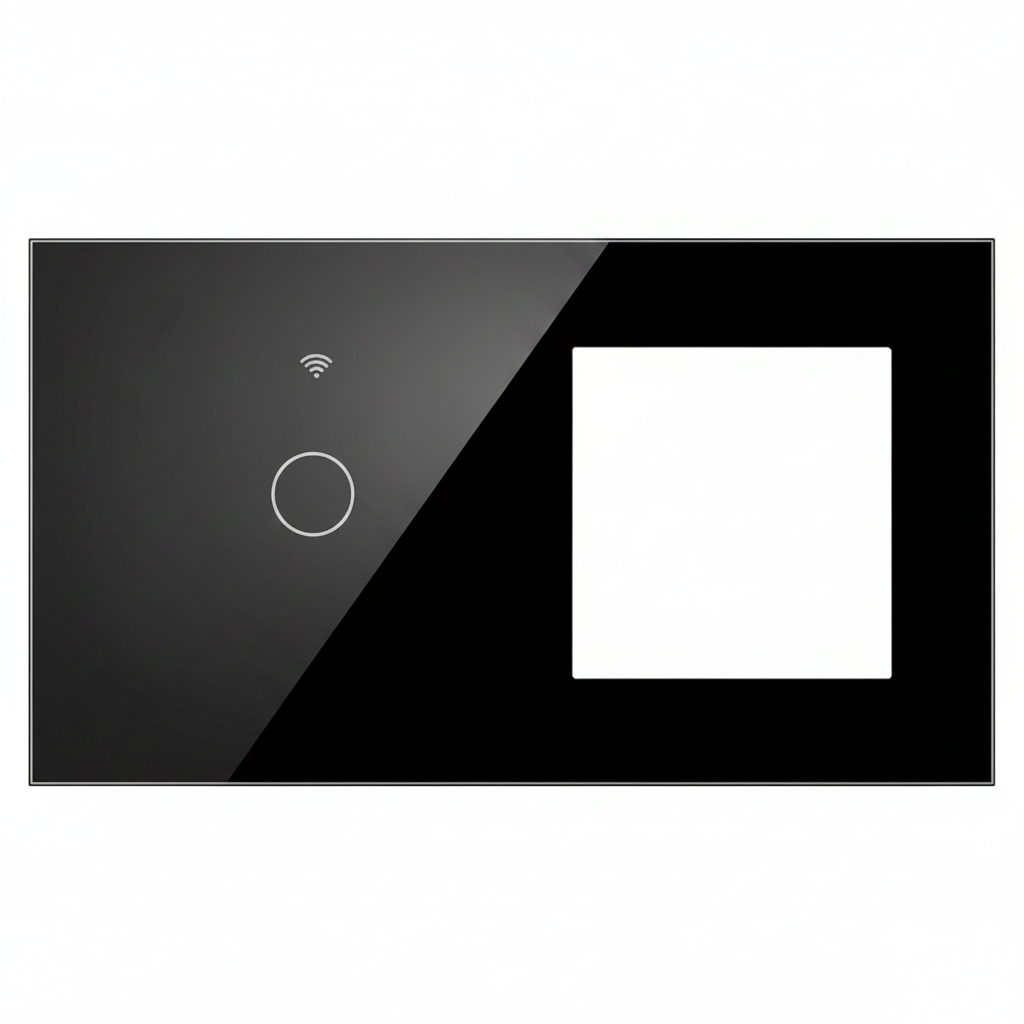 Vendalor glazen afdekraam zwart – enkele WiFi touch + 1 module