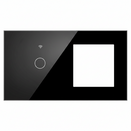 Vendalor glazen afdekraam zwart – enkele WiFi touch + 1 module