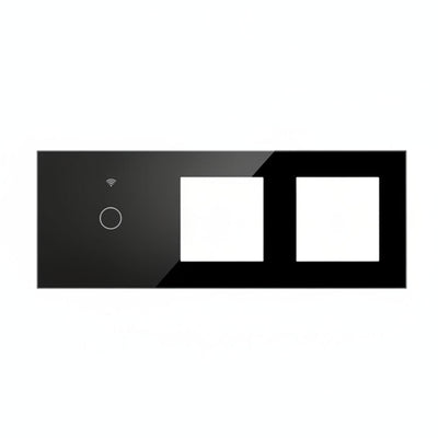 Vendalor Glazen Afdekraam enkele WIFI Touchschakelaar en 2 inbouwmodules Zwart