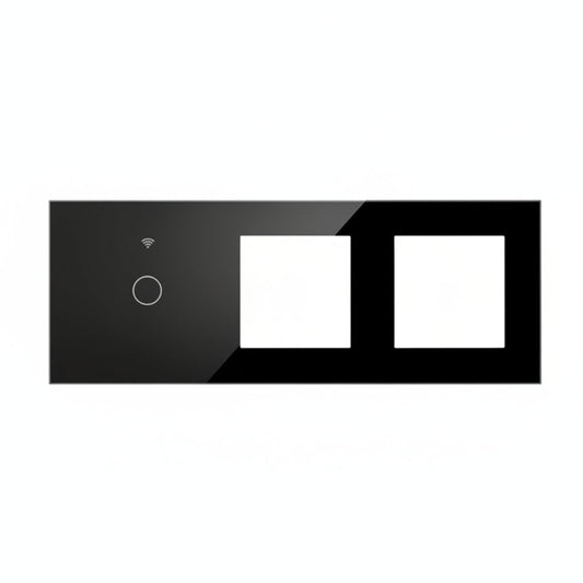 Vendalor Glazen Afdekraam voor WiFi-Touchschakelaar en 2 inbouwmodules Zwart