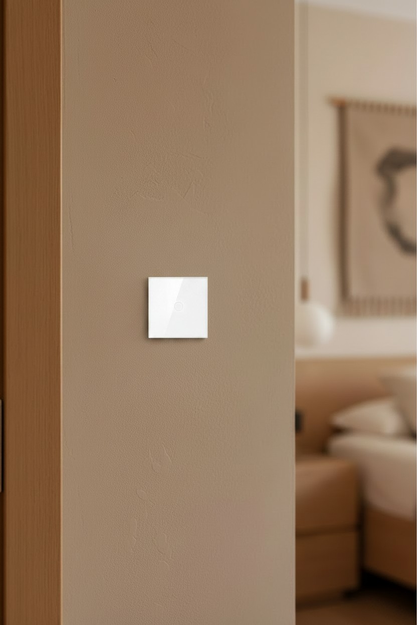 Vendalor glazen afdekraam wit – enkele touchschakelaar. gehard glas
