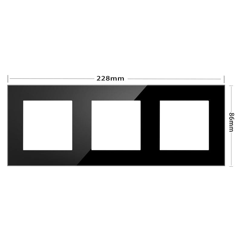 Vendalor glazen afdekraam zwart – voor 3 inbouwmodules, krasbestendig glas