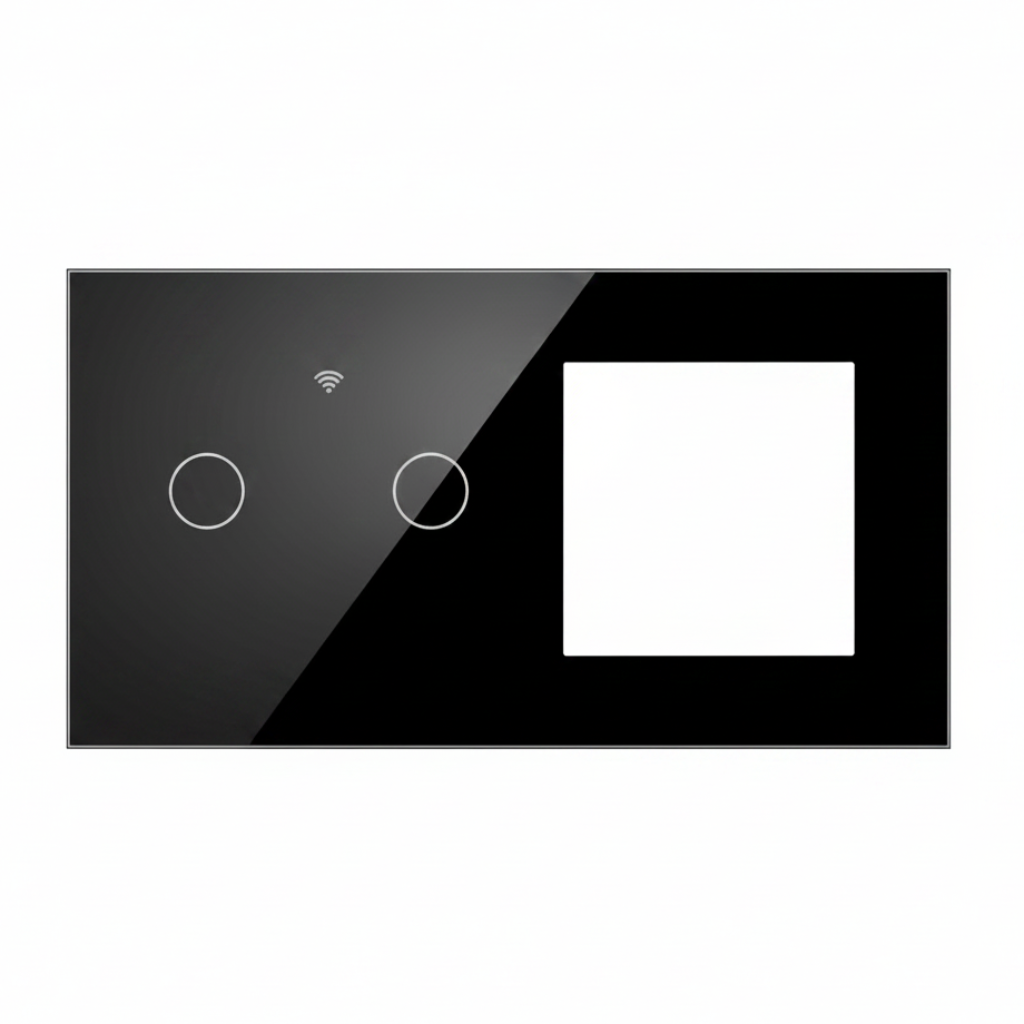 Vendalor glazen afdekraam zwart – dubbele WiFi touch + 1 module