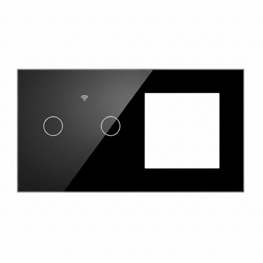 Vendalor glazen afdekraam zwart – dubbele WiFi touch + 1 module