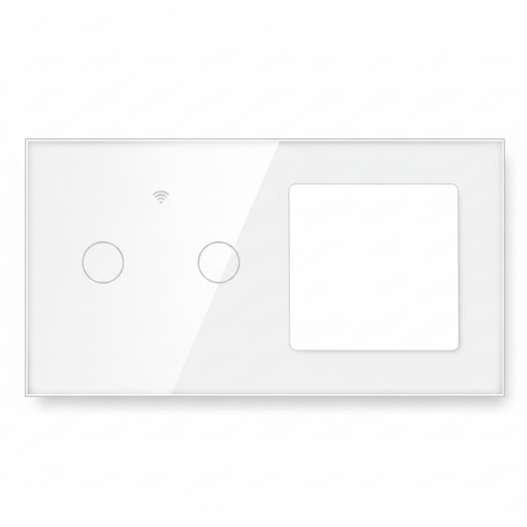 Vendalor glazen afdekraam wit – dubbele WiFi touch + 1 module