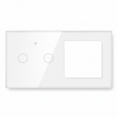 Vendalor Glazen Afdekraam voor dubbele WiFi-Touchschakelaar en 1 inbouwmodule Wit