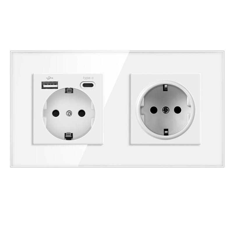 Vendalor Dubbele Stopcontact Standaard + dubbele USB-C oplader Wit