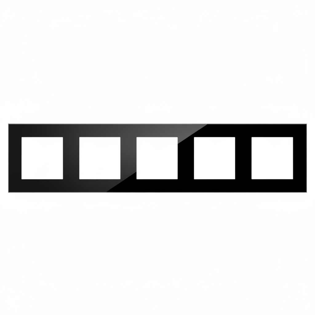 Vendalor glazen afdekraam zwart – voor 5 inbouwmodules, krasbestendig glas
