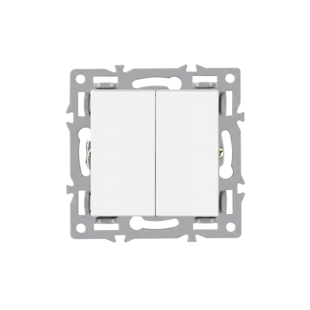 Vendalor 2-voudige wisselschakelaar module wit – twee circuits twee-weg