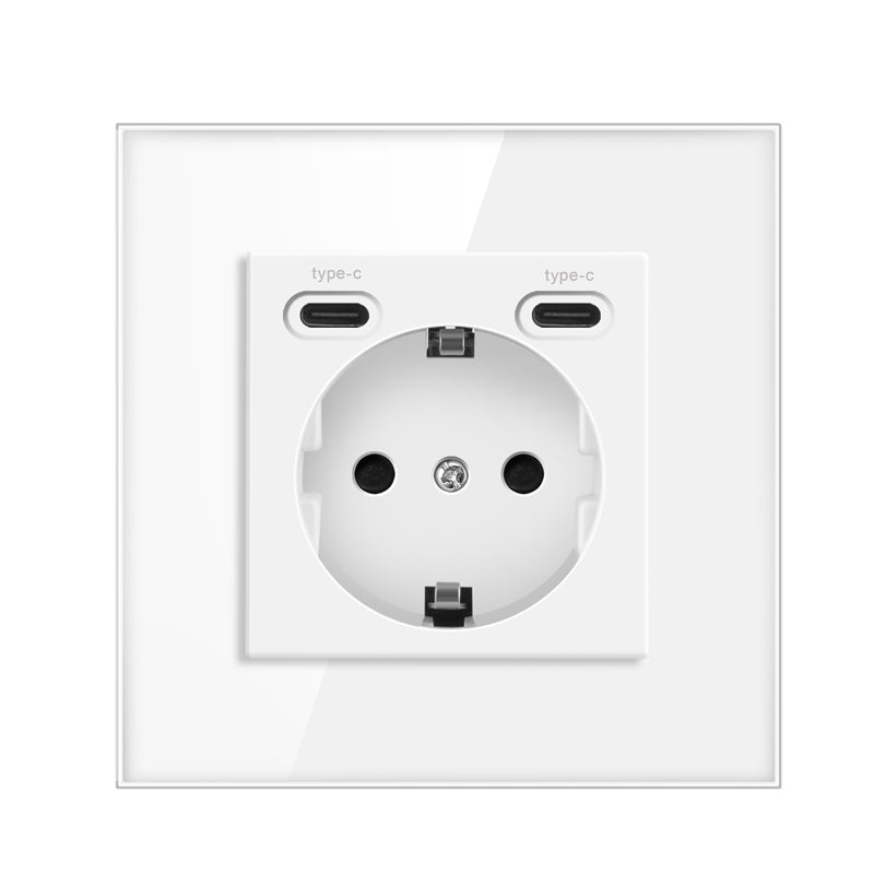 Vendalor Stopcontact met dubbele USB-C oplader Wit