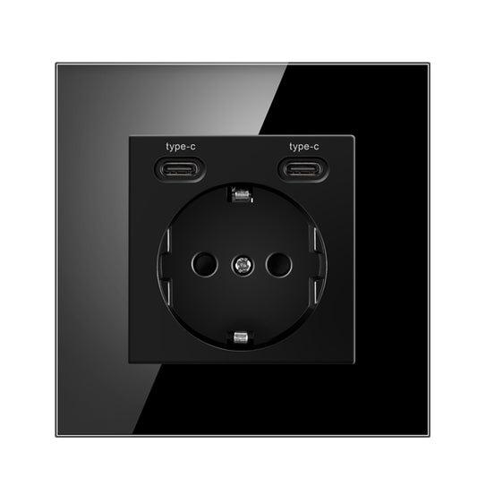 Vendalor Stopcontact met dubbele USB-C oplader Zwart