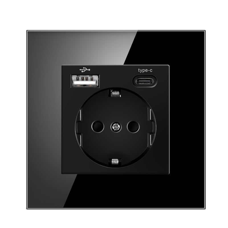 Vendalor Stopcontact met USB-A en C oplader Zwart