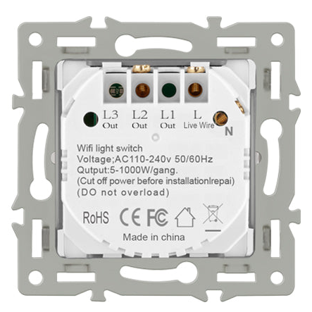 Vendalor enkele WiFi touchschakelaar wit – gehard glazen paneel met LED