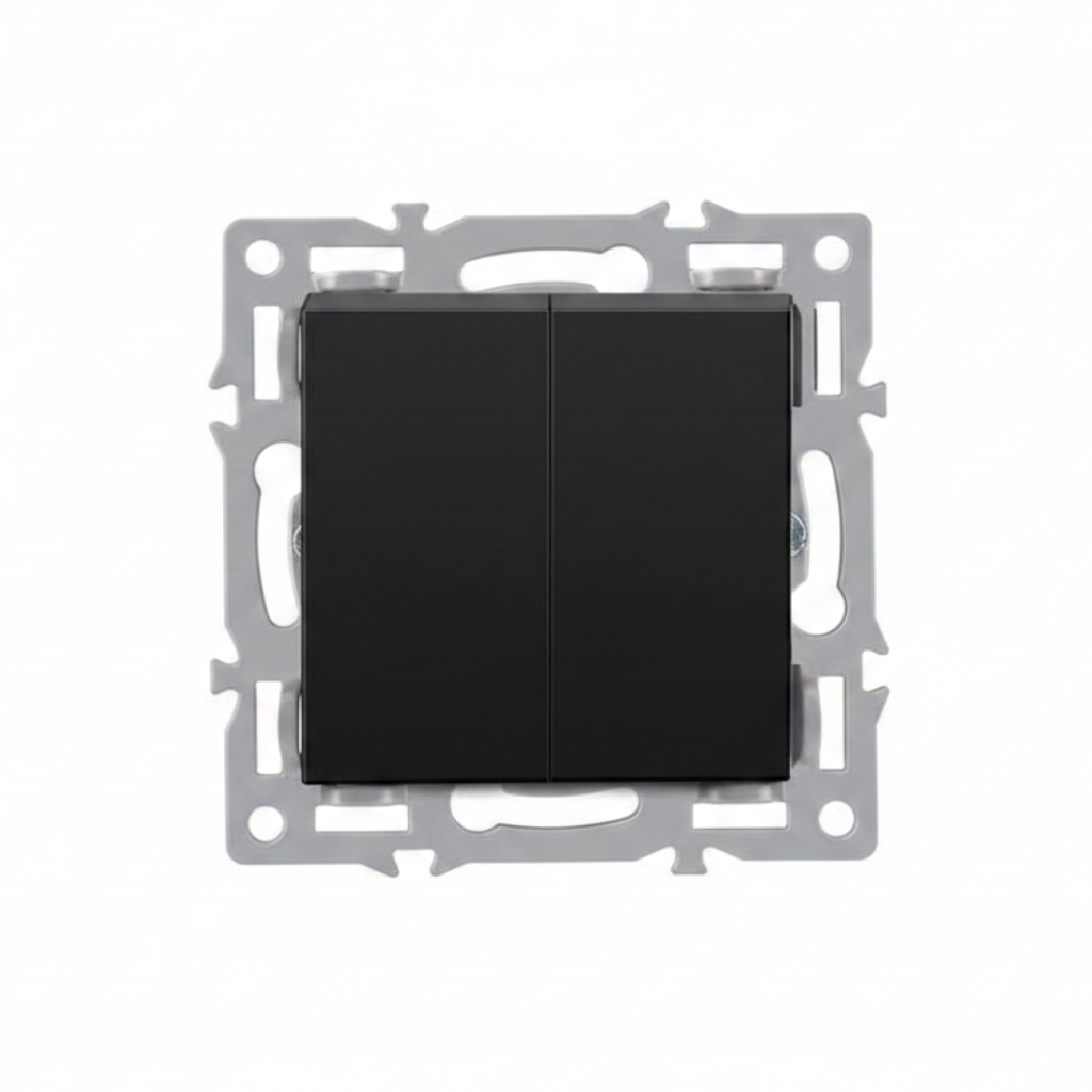 Vendalor 2-voudige wisselschakelaar module zwart – twee circuits twee-weg