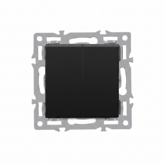 Vendalor 2-voudige wisselschakelaar module zwart – twee circuits twee-weg