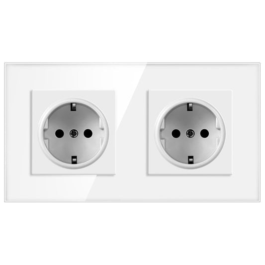 Vendalor dubbel geaard stopcontact in wit met een strak glazen afdekraam voor een modern interieur